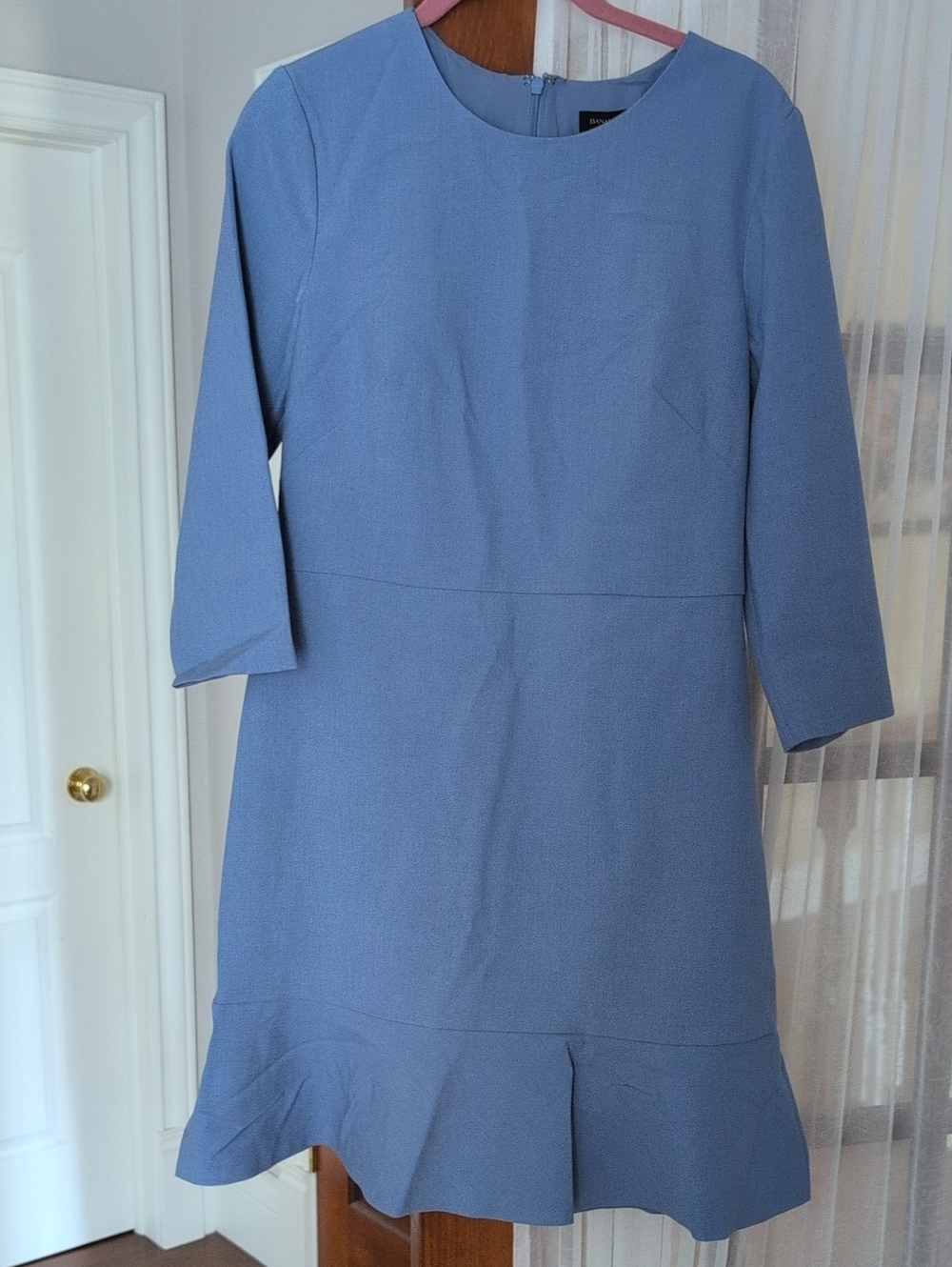 Banana Republic Dusty Blue Long-Sleeve Shift Dress